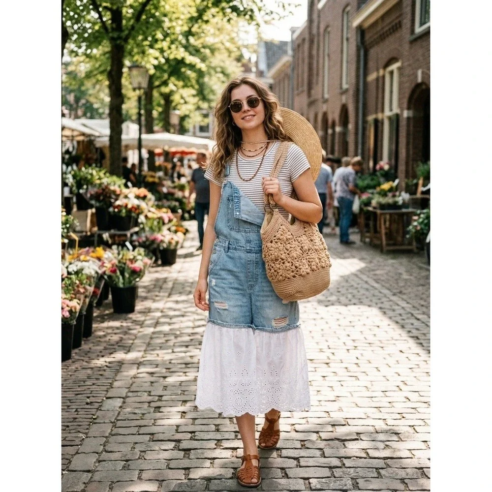 The Sak Crochet Hobo Shoulder Bag Boho Purse Floral Tan Chic Beach Summer Casual